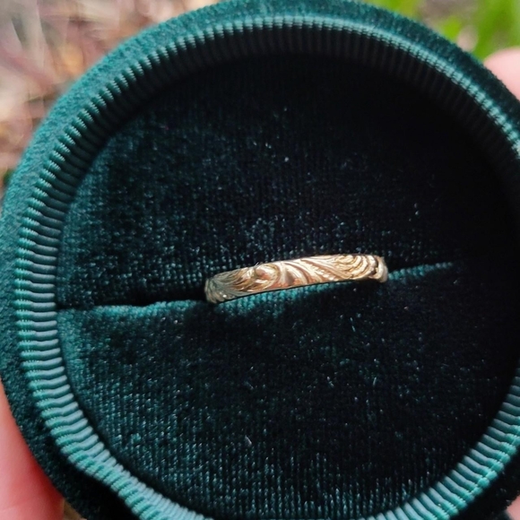 Solid 10K Handmade Ornate Edwardian Style Ring Band, size 6 - Picture 2 of 13